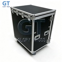 Flight case ATA personnalisé pour système de sonorisation, pour enceintes colonne Line Array, avec table de travail intégrée
