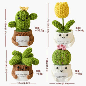 Vente en gros de poupées cactus en laine faites à la main, artisanat tricoté artisanal du Vietnam, cactus en pot doux pour la décoration de la maison et les cadeaux - Product Image 4