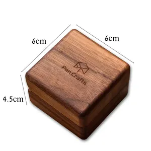 Beautifully Propose Marriage Gift Wedding Walnut Small Wood Ring Box With Magnet