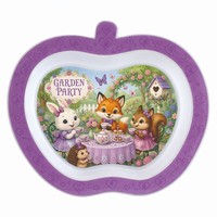 Assiettes en plastique réutilisables écologiques à motifs de dessins animés pour enfants, forme irrégulière portable pour usage domestique