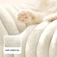 Lit rond pour animaux de compagnie luxueux, chaud, doux et confortable avec un motif solide pour chiens et chats