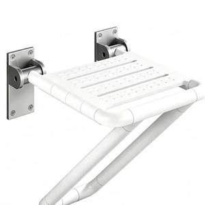Tabouret de douche mural pliable Lavni, siège de salle de bain en plastique et acier inoxydable, antidérapant, capacité de 300 lb, design moderne - Product Image 2