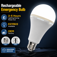 Ampoule LED d'urgence rechargeable E27/B22 7W-15W, autonomie 2-4 heures, Li-ion, ABS, blanc froid, éclairage d'urgence intérieur/extérieur pour la maison