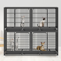 Cage d'élevage pour chats à double porte avec séparateur amovible pour chatons, chiens, lapins, en fil galvanisé, avec plateau extractible