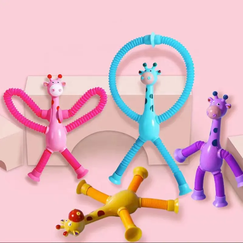 Nuovo 2024 telescopico ventosa giraffa giocattolo, sensoriale tubi Pop per i più piccoli, Fidget Squeeze giocattolo per ragazzi ragazze