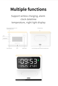 <span class=keywords><strong>Réveil</strong></span> numérique du fabricant Charge rapide 15W <span class=keywords><strong>Chargeur</strong></span> sans fil multifonctionnel Calendrier avec lumière ambiante LED - Product Image 3