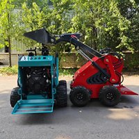 Mesin Pemotong Hutan Skid Steer Mini Loader dengan Aksesoris Bucket Forks Trencher Stump Grinder, Mesin Yanmar, Penggerak Roda 4x4