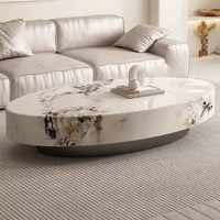 Table basse en marbre naturel de luxe léger, design carré flottant moderne, sensation haut de gamme pour hôtel et salon
