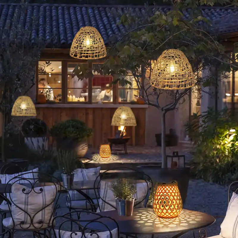 Nieuwe Plant Design Handgeweven Conische Rotan Hanglamp Rieten Lampenkappen Vietnamese Lantaarns Boho Plafondlamp Voor Hotel Home