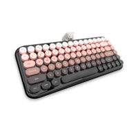 Colorful Round Retro Keycaps 2.4G Wireless Dual Mode Keyboard with Decorative Little Bear