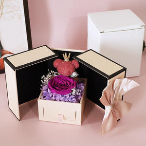 Cadeau de la Saint-Valentin pour femme: boîte de rangement pour collier de fleurs éternelles-étui à tiroir à double porte en verre préservé d'ange - Product Image 6