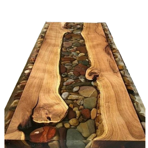 <span class=keywords><strong>Tavolo</strong></span> <span class=keywords><strong>in</strong></span> <span class=keywords><strong>Resina</strong></span> Nera <span class=keywords><strong>e</strong></span> Legno Massello, Piano del <span class=keywords><strong>Tavolo</strong></span> <span class=keywords><strong>in</strong></span> <span class=keywords><strong>Resina</strong></span> Epossidica Effetto Fiume - Product Image 5