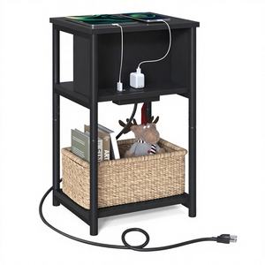 Table de Chevet Moderne Personnalisable à 2 Étagères avec Station de Recharge, Meuble de Maison ODM/OEM pour Villa, Chambre, Salon, École et Hôtel - Product Image 1