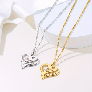 18K colore oro placcato moda gioielli di pietra di nascita inciso amore in acciaio inox <span class=keywords><strong>nome</strong></span> personalizzato collane per le donne regalo di natale - Product Image 5