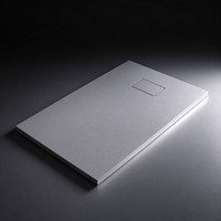 Receveur de douche moderne en pierre de quartz mat lisse, avec drain carré droit intégré, moulé, antidérapant, pour salle de bain, usage commercial et hôtelier