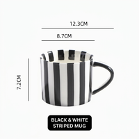 Juego de Taza y Platillo de Cerámica con Rayas Rojas y Blancas Personalizadas con Logotipo para Café, Té, Venta al por Mayor, Regalos para Cafeterías y Restaurantes