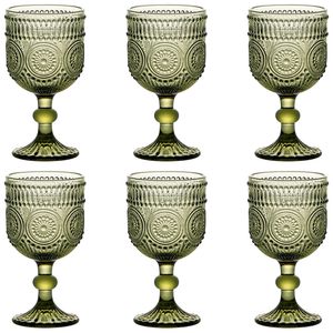 Verres à vin bleus, gobelets, ensemble de verrerie vintage colorée, tasses à tige motif tournesol pour mariages, fêtes, bars et restaurants - Product Image 6