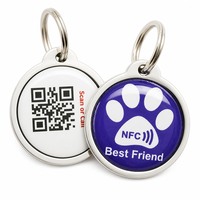 Étiquette personnalisée NFCGP217 pour animaux de compagnie avec bord métallique et design en résine pour l'identification des chiens et des chats, gestion des animaux de compagnie, appairage Bluetooth et Wi-Fi