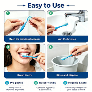 Spazzolini da Denti Monouso Pre-Pastinati OEM Confezionati Singolarmente, Pronti all'Uso per Hotel, Campeggio e Viaggi - Product Image 4