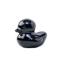 Décoration d'intérieur HZ : Sculpture d'animal en cristal naturel, canard en obsidienne noire, pierre précieuse sculptée pour la guérison, idéale comme cadeau