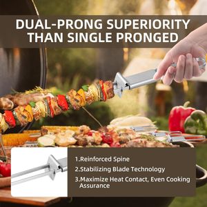 Wholesale Barbecue Accessories Stainless Steel Reusable <b>BBQ</b> Skewers for Outdoor Grilling - Product Image 6