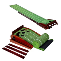 GP Mini parcours de golf extérieur/intérieur avec tapis de putting 5 trous en bois rouge Logo personnalisé Retour automatique de balle Entraîneur de putting de golf