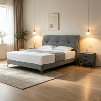 Cadre de lit réglable Leyi, style moderne et simple, taille King (1800x2000), revêtement en chenille, métal, pin écologique, durable