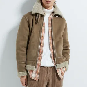 Custom Winter Berber <strong>Lined</strong> Softshell Suede Sherpa <strong>Jacket</strong> for <strong>Men</strong> - Product Image 1
