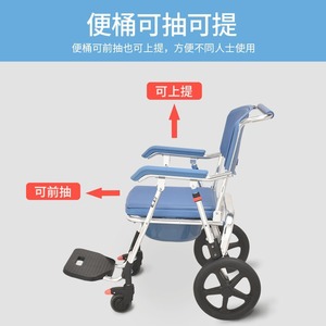 Silla de ruedas con asiento sanitario, de aleación de aluminio, color azul real, plegable, con ruedas, para uso de personas mayores y discapacitadas. - Product Image 2