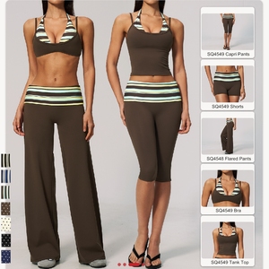Conjunto de Yoga Deportivo Suave, Top Corto, Pantalones Cortos con Rayas y Puntos, Leggings, Traje de Yoga para Gimnasio y Fitness para Mujer - Product Image 3