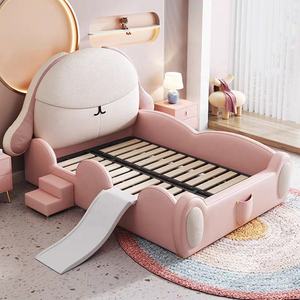Cama para Niños Estilo Princesa en Rosa con Diseño Inspirado en Conejito Tapicería Suave y Cojines a Juego Perfecta para el Espacio de Sueño de Niñas Dulces - Product Image 2