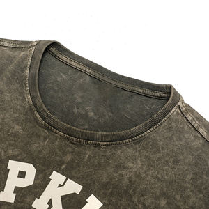 เสื้อยืดคอตตอนแท้ทรงหลวมสไตล์วินเทจล้างสี  แบบยูนิเซ็กส์ แขนสั้น พิมพ์ลาย  เสื้อผ้ากลุ่ม  เสื้อยืดคอกลมสั่งทำพิเศษ - Product Image 4