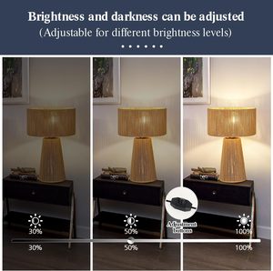 Giấy dây đèn bàn ráp wicker Đèn đầu giường với dimmer chuyển đổi cho khách sạn Đèn cạnh giường ngủ cho phòng khách phòng ngủ - Product Image 3