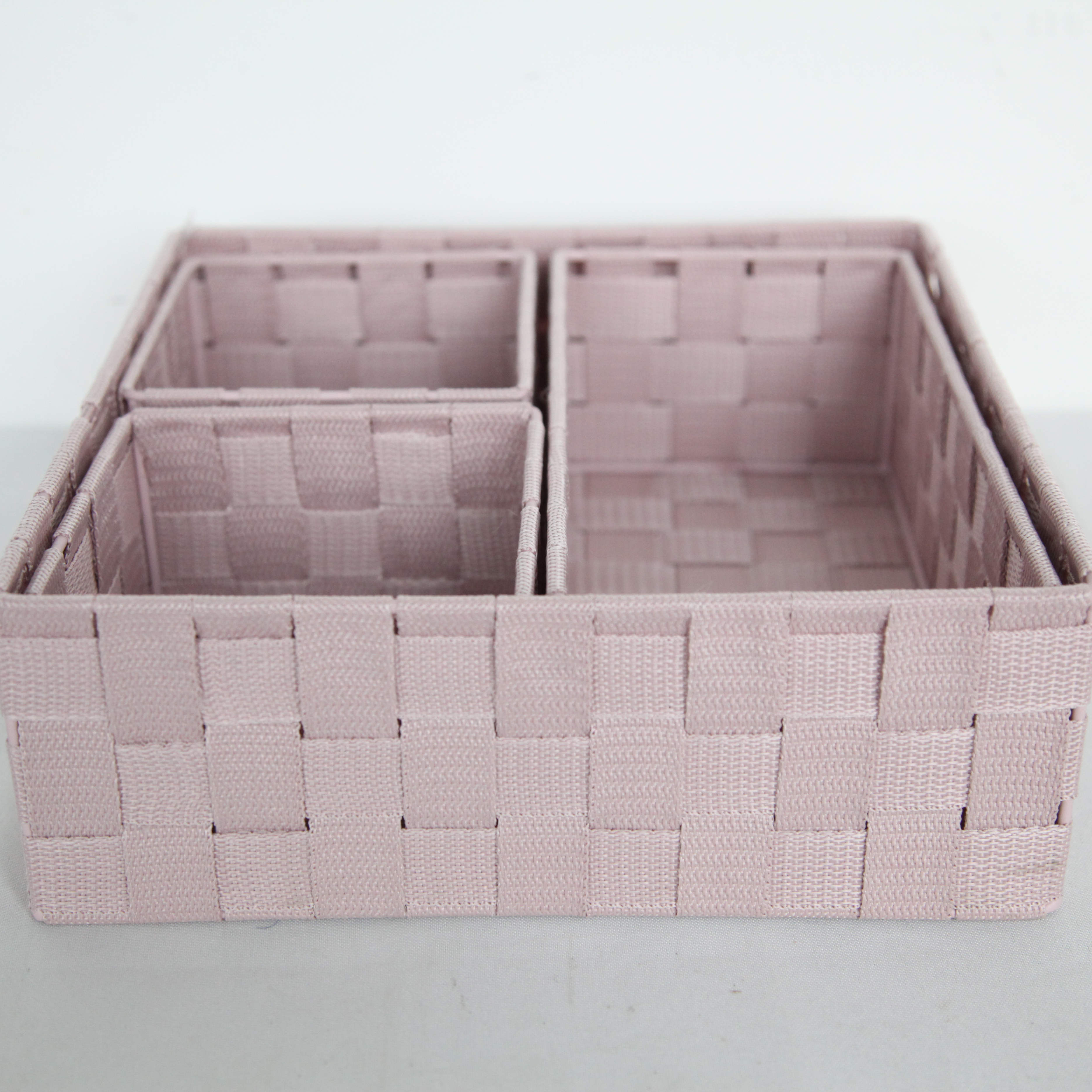 Лидер продаж, плетеная вручную настольная корзина для хранения на квадратной ленте из полипропилена, водонепроницаемая корзина для хранения в ванной комнате