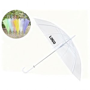 Parapluie de pluie transparent pour femme avec logo personnalisé, coupe-vent, petit MOQ, vente en gros directe usine Chine, modèle XJ451 - Product Image 1