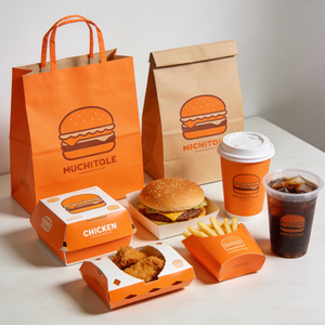 Caja de Papel Kraft Ecológica Personalizada para Hamburguesas, Pollo Frito, <span class=keywords><strong>Pizza</strong></span> para Llevar, Envase de Comida Rápida - Product Image 1