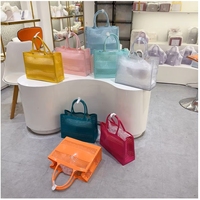 Panier de shopping tendance été 2025, sac en gelée portable, grande capacité, panier de rangement, panier de plage élargi, creux