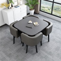 GEDO Ensemble de Table Carrée MDF Design Moderne et Élégante avec 4 Chaises, pour Restaurant