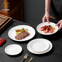 Assiettes à dîner en céramique blanche multi-tailles, rondes, en porcelaine, empilables, pour restaurant, hôtel et cuisine à domicile