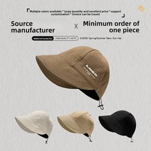 Nouveau Chapeau <span class=keywords><strong>de</strong></span> Pêcheur Rayé Anti-UV Printemps/Été 2026 avec Logo Personnalisable, Nœud Gaufré Respirant et Réglable, Protection Solaire Polyvalente - Product Image 1