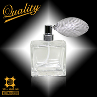 Atomiseur de parfum en verre noir de haute qualité 60 ml Well Lord, rechargeable, pour soins personnels, avec bouchon à vis, impression offset Taïwan
