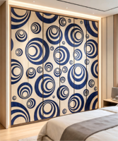 Panneau en placage de bois KISSWOOD, design artisanal et moderne, motif géométrique, pour chambre à coucher, bureau à domicile, salon