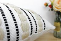Housse de coussin décorative européenne, style bohème, à rayures, tissée et capitonnée