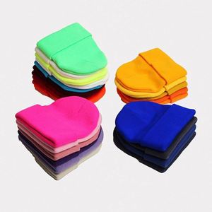 Gorro de punto unisex cálido y fluorescente, color negro sólido, tejido de punto acanalado, gorro tipo beanie con dobladillo para hombre - Product Image 3