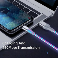 Câble USB Type C Lumineux 1m/2m 5A avec LED, Cordon de Données et de Charge Rapide pour Samsung Xiaomi iPhone 15 16 17 Pro
