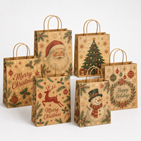 Sacs cadeaux en papier kraft personnalisés pour Noël avec poignées, sacs d'emballage pour les cadeaux de fête, vente au détail