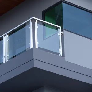 Алюминиевые стеклянные перила, безрамные U-образные перила для балкона