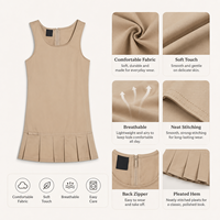 Uniforme Escolar Personalizado con Logotipo, Vestido Escolar Color Caqui sin Mangas con Pliegues para Niñas, Jumper Infantil, Uniformes Escolares, Ropa de Trabajo