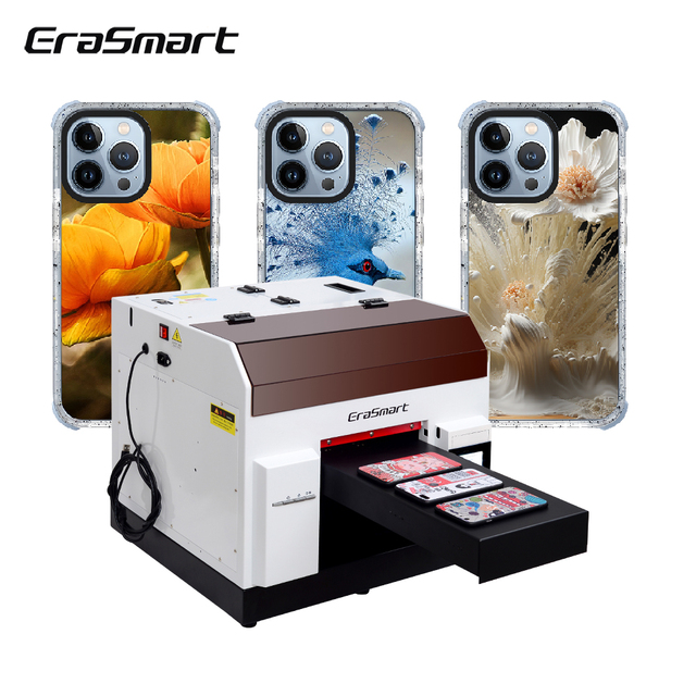 EraSmart Automatic Bottle Printer A4 Size LED Inkjet Flatbed UV Printer A4 Phone Case Printing Machine for Sale