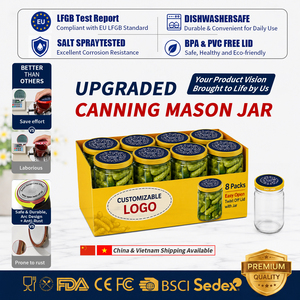 Bocal Mason à ouverture standard amélioré avec couvercle à torsion facile à ouvrir pour confitures, sauces, cornichons – OEM ODM Personnalisation du logo et de l'emballage - Product Image 1